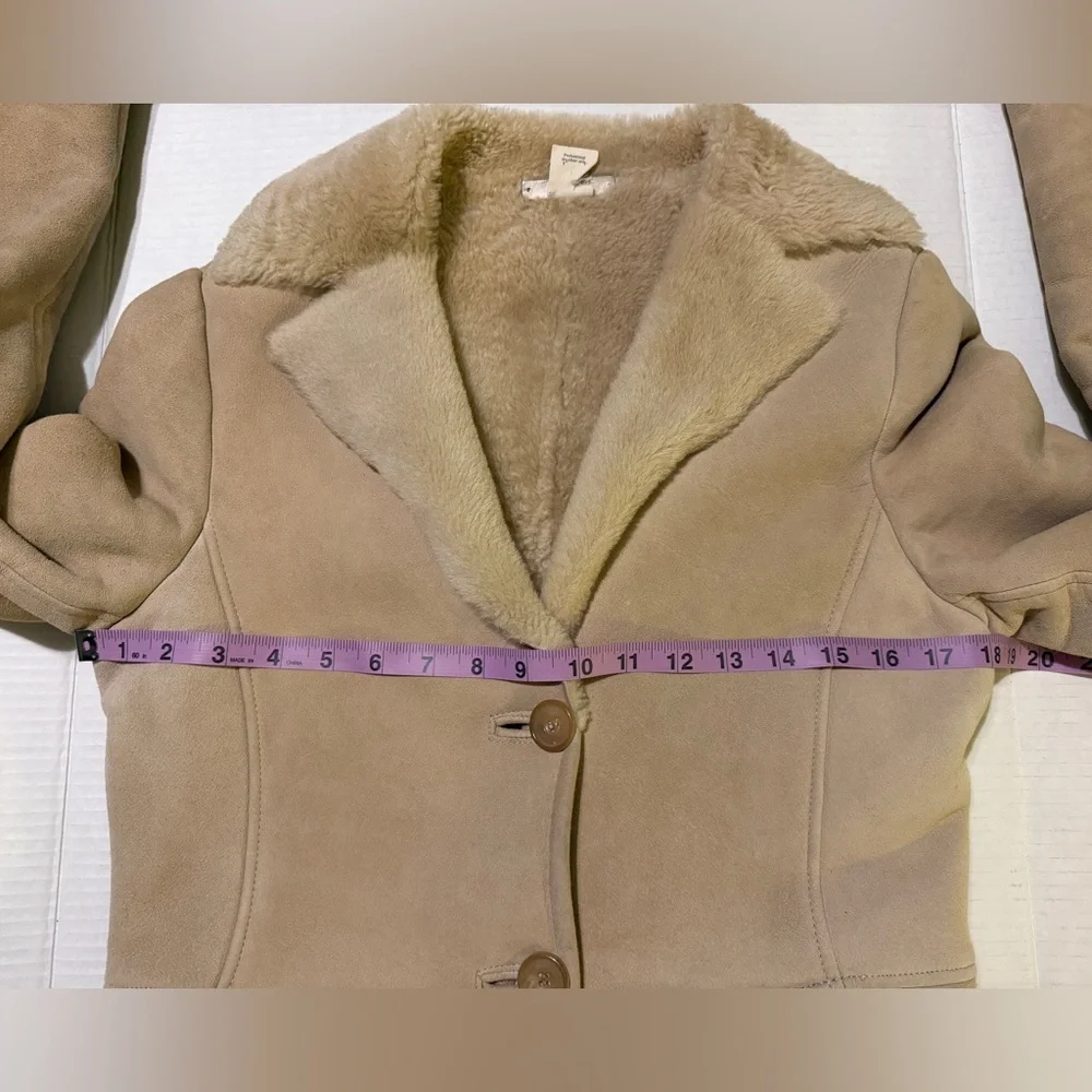 J.Crew Shearling 100% Leather Tan Penny Lane Style Wool Lined Coat Runs small ! - Picture 8 of 12